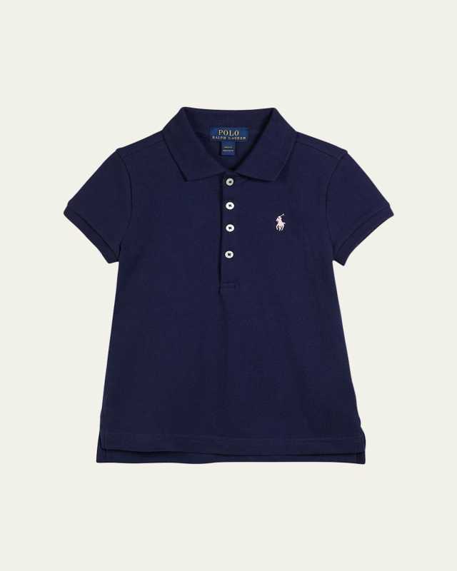 Girl's Logo Embroidered Short-Sleeve Polo Shirt, Size 2-6X